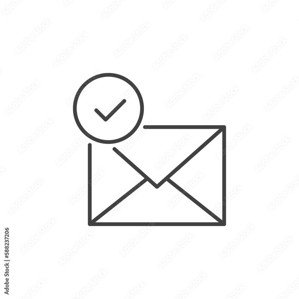Poster envelope with checkmark vector email concept line icon
