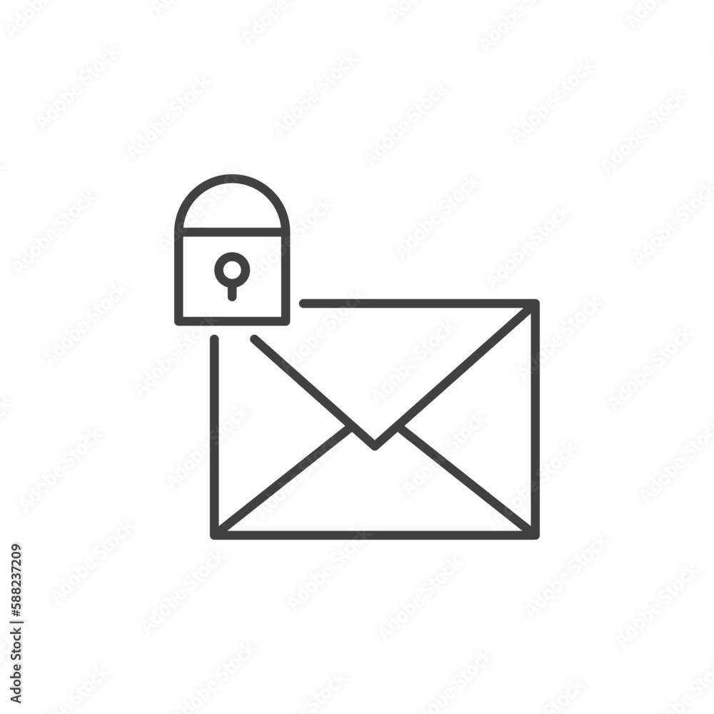 Poster envelope with close padlock vector email locked concept linear icon