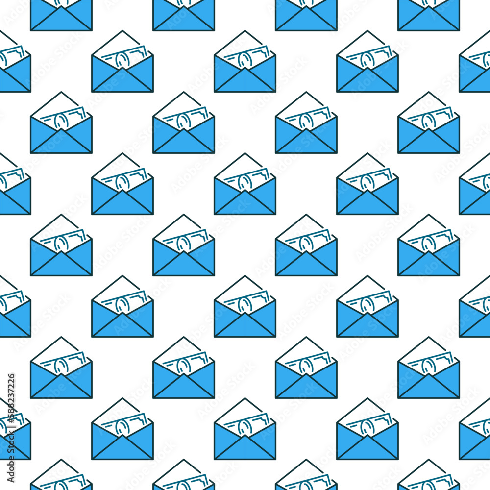 Poster envelope with banknote vector colored seamless pattern