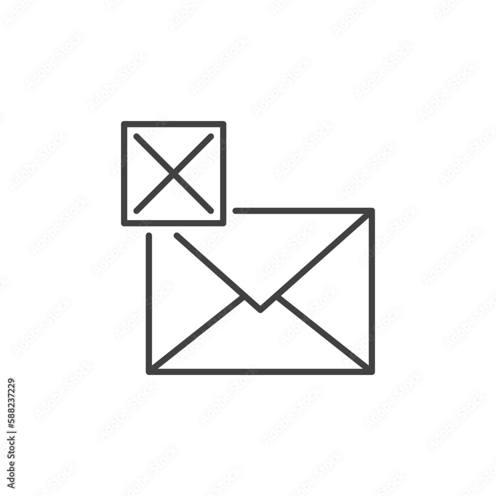 Aufkleber envelope with cross sign vector delete email concept line icon