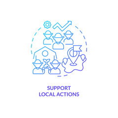 Support local actions blue gradient concept icon. Farming business. Rural development program abstract idea thin line illustration. Isolated outline drawing. Myriad Pro-Bold font used