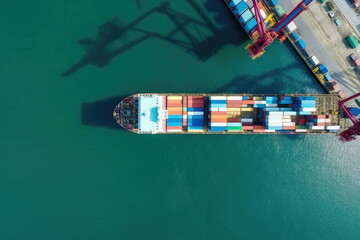  Logistic business, import export shipping, Aerial view Container international shipping
