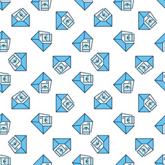 Euro Money in Envelope vector Corruption colored seamless pattern