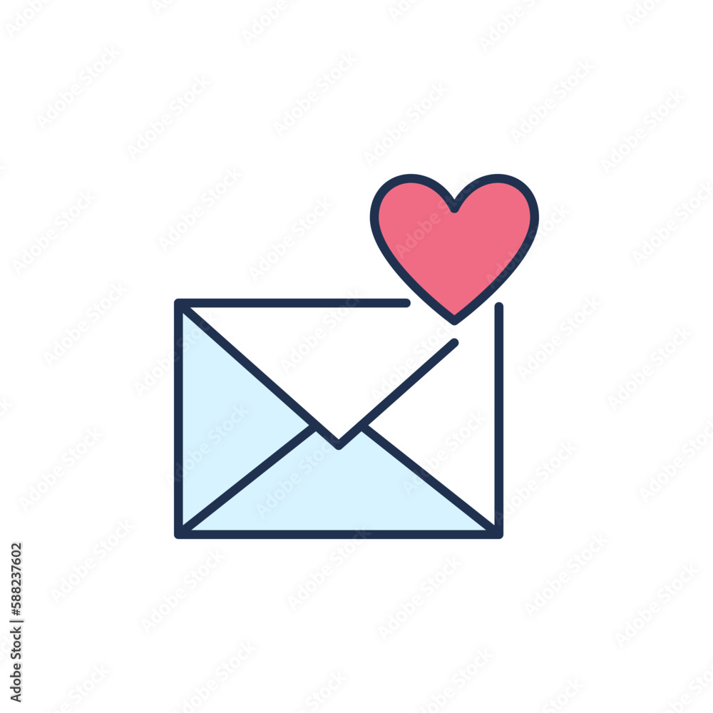 Poster heart on envelope vector email like button concept colored icon