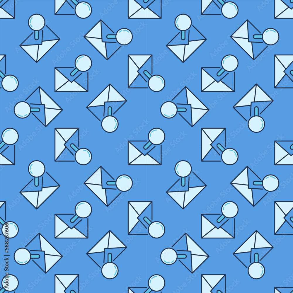 Poster magnifier with envelope vector concept colored seamless pattern