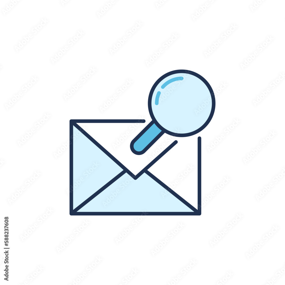 Poster magnifier with envelope vector email message search concept colored icon