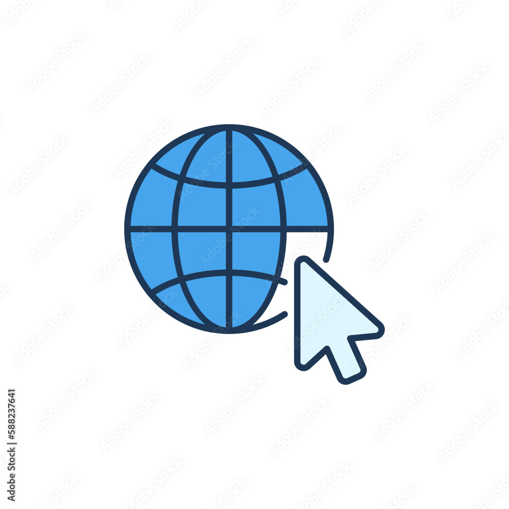Aufkleber mouse click on globe vector concept colored icon or symbol