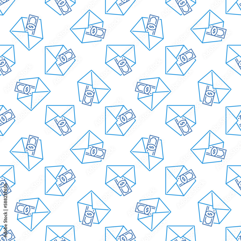 Poster money in envelope vector bribe concept line seamless pattern