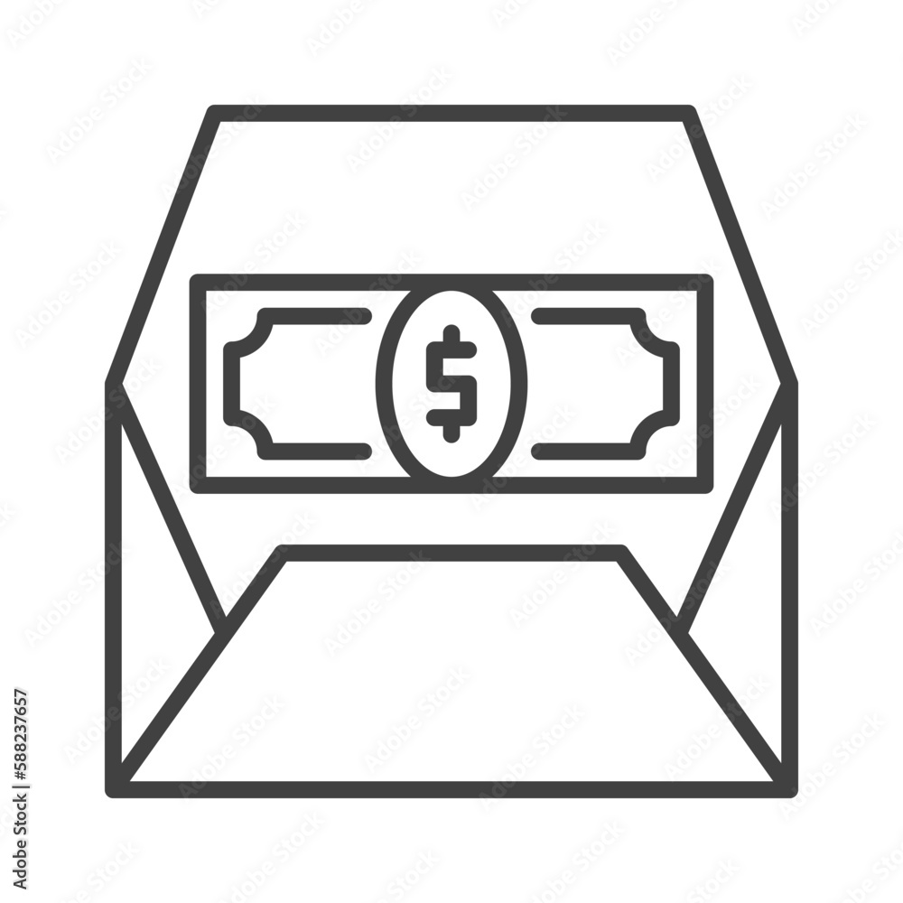 Poster open envelope with usd money vector commision concept linear icon