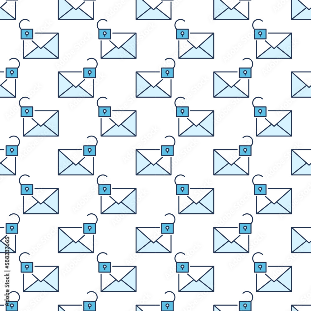 Aufkleber open padlock and envelope vector colored seamless pattern