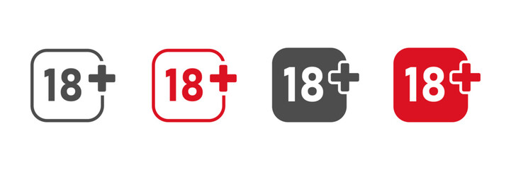 18 plus vector flat signs set