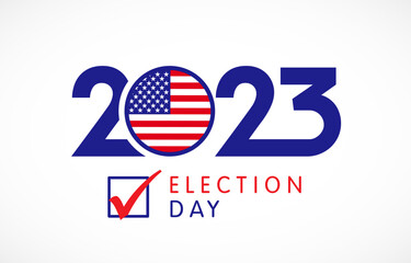 2023 Election day USA. American vote, creative design for political debate banner or campaign invitation. Vector illustration