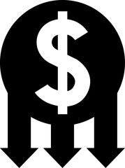 Cost reduction. Cost increase icon. Price reduced, discount icon. Financial vector illustration.