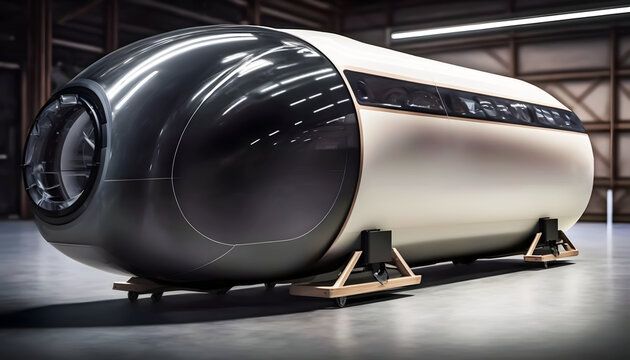 hyperloop pod model, prototype of hyperloop pod in the future, generative Ai