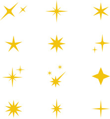 Star icon. Shiny and sparkle pictogram, blink glitter and glowing symbol. Vector night sky decorative boho elements isolated.