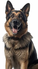 Illustration of a German Shepherd dog sitting and panting created with Generative AI technology