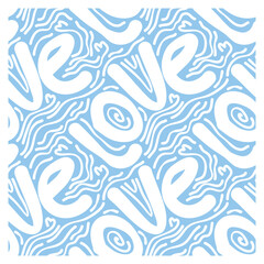 Seamless pattern of waves with inscription love.
