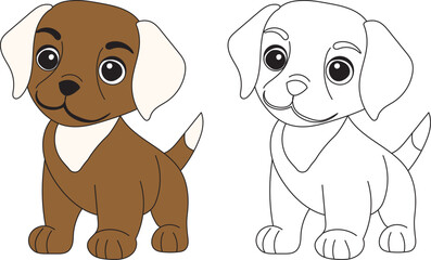 puppy, dog childrens coloring book, vector on white background