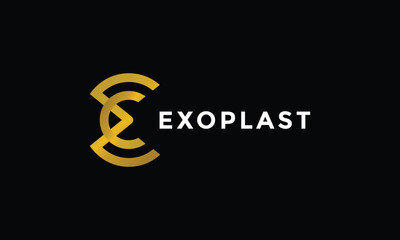 Letter E link gold color elegant futuristic logotype creative concept