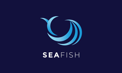 Obraz premium Logo fish ocean blue water marine sea element tropical water nature concept