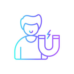Attract Marketing icon with blue duotone style. magnet, customer, strategy, media, seo, landing, influence. Vector illustration