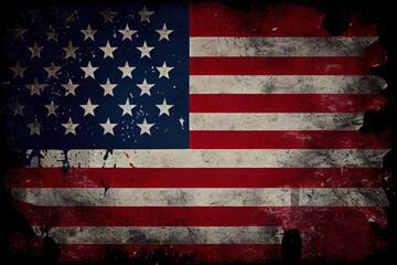USA flag stars on grunge concrete wall background. Generative Ai