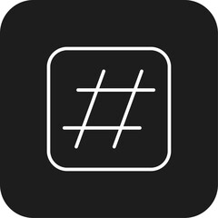 Hashtag Marketing icon with black filled line style. media, tag, community, trend, post, follow, promotion. Vector illustration