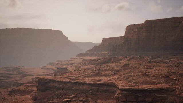 Aerial view of red rock canyon
