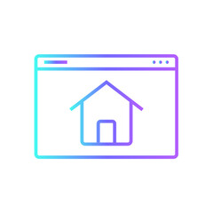 Homepage Marketing icon with blue duotone style. web, house, internet, residential, building, button, website. Vector illustration