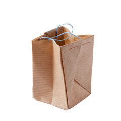 Petit sac en papier kraft avec anses en fil bleu © Hervé Rouveure