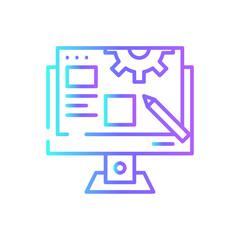 Blog Management Marketing icon with blue duotone style. service, management, set, technology, media, digital, network. Vector illustration