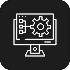 Data Management Marketing icon with black filled line style. information, technology, digital, database, analysis, analytics, network. Vector illustration