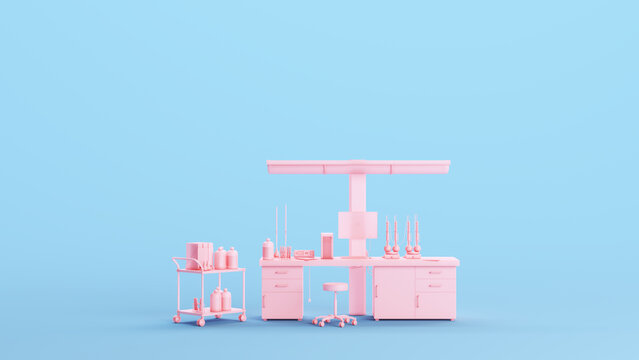 Pink Lab Laboratory Facilities Vaccine Research Science Modern Equipment Workplace Kitsch Blue Background 3d illustration render digital rendering