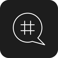 Obraz premium Hashtag Marketing icon with black filled line style. media, social, network, follow, tag, post, key. Vector illustration