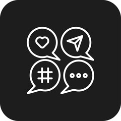 Social media Marketing icon with black filled line style. network, communication, mobile, phone, app, information, follow. Vector illustration