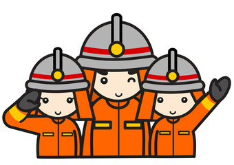 かわいい消防隊のイラスト