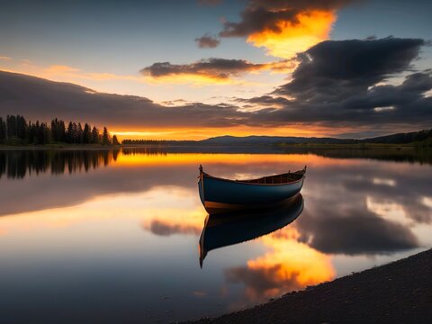 sunset on the lake