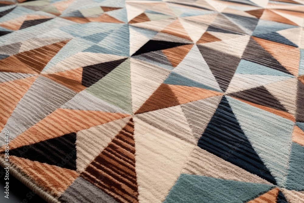 Poster colorful rug with a geometric triangle pattern. generative ai