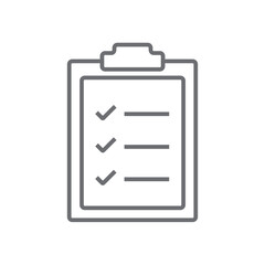 Survey eedback icon with black outline style. check, checklist, report, questionnaire, customer, choice, opinion. Vector illustration