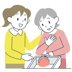 なくなったと思った財布を見つけて安堵するシニア女性