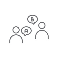 Discuss Feedback icon with black outline style. communication, talk, team, teamwork, conference, group, meeting. Vector illustration