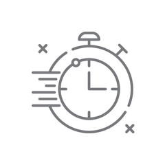 Quick Response Feedback icon with black outline style. time, response, quick, clock, service, support, fast. Vector illustration