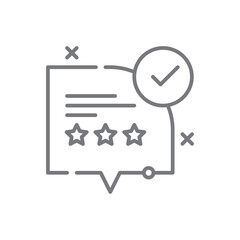 Review Feedback icon with black outline style. service, rating, star, satisfaction, report, survey, experience. Vector illustration