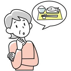 認知症のため食事をしたことを忘れてしまうシニア女性