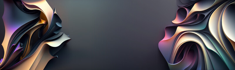 Abstract purple, grey and colorful banner background with empty copy space. Modern wallpaper with smooth shapes. Generative ai