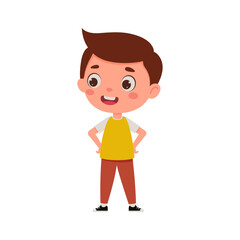 Cute cartoon little boy. Little schoolboy character. Vector illustration