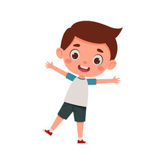 Cute cartoon little happy boy. Little schoolboy character show facial expression. Vector illustration