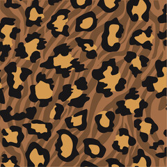 Big cat fur pattern. Decorative cheetah pattern seamless vector illustration. Elegant and stylish background for fabric clothes.