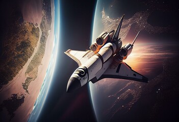 Fototapeta na wymiar Space Shuttle Orbiting Earth. Generative AI