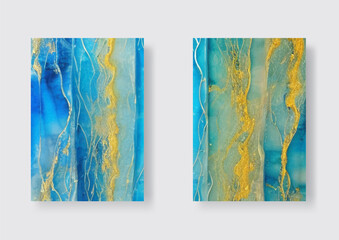 Abstract ocean art banners set. Natural Luxury.